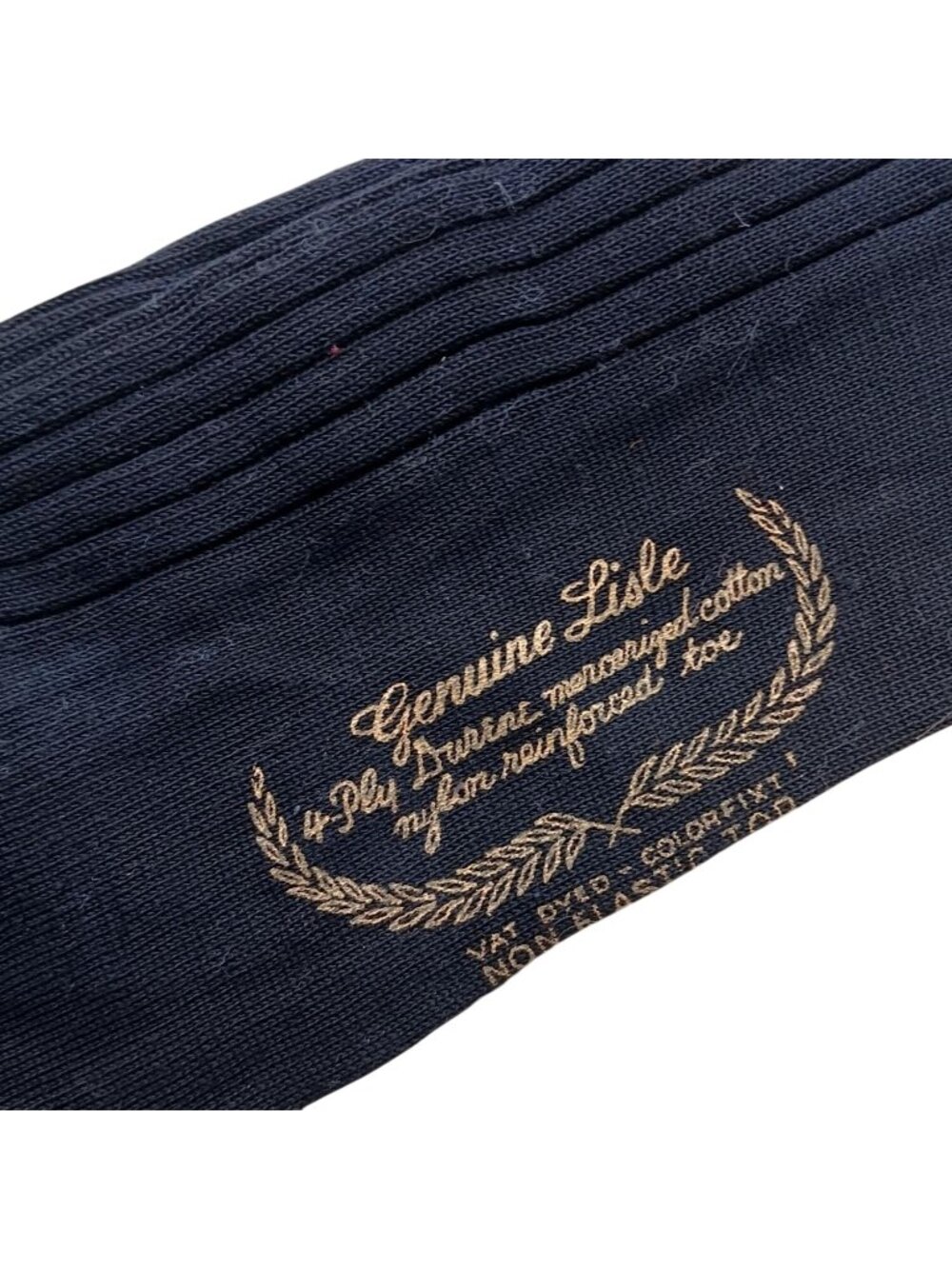 Vintage Socks Genuine Lisle Ribbed Black Cotton Dress Socks 11.5 Mens Size